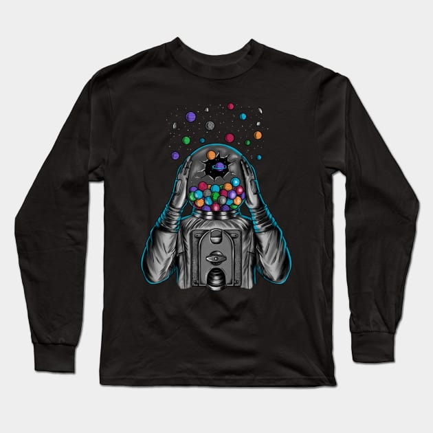 Astronaut Explotion Long Sleeve T-Shirt by coffeeman